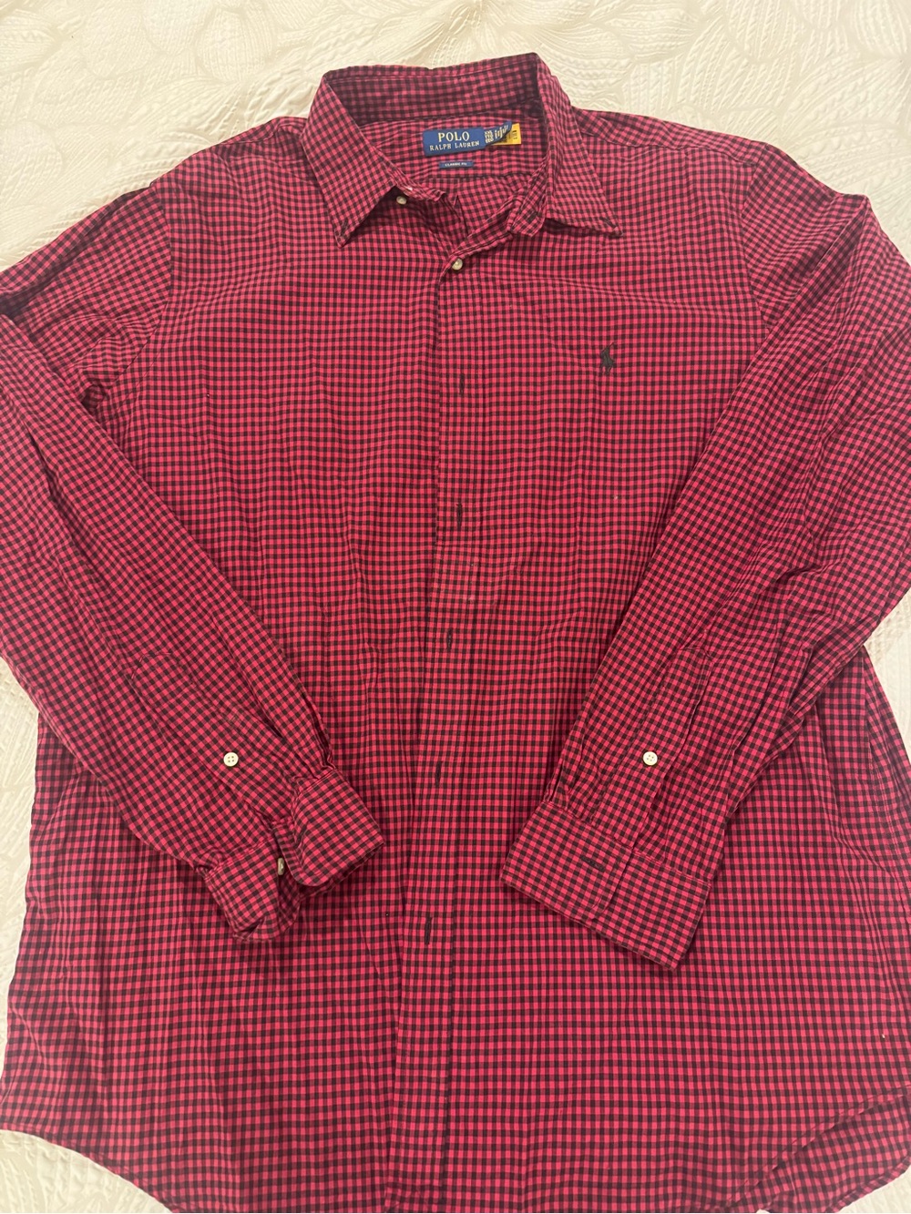 Polo by Ralph Lauren Red and Black Check Long-Sleeve Button-Down Shirt